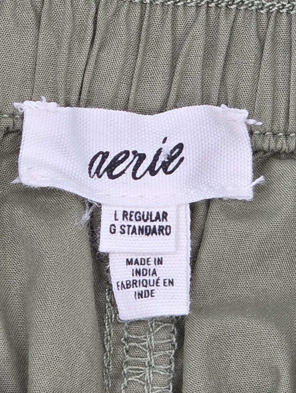 Aerie Easiest Cargo Pants High Waisted Wide Leg Olive Green 100% Cotton Size L - Picture 8 of 11